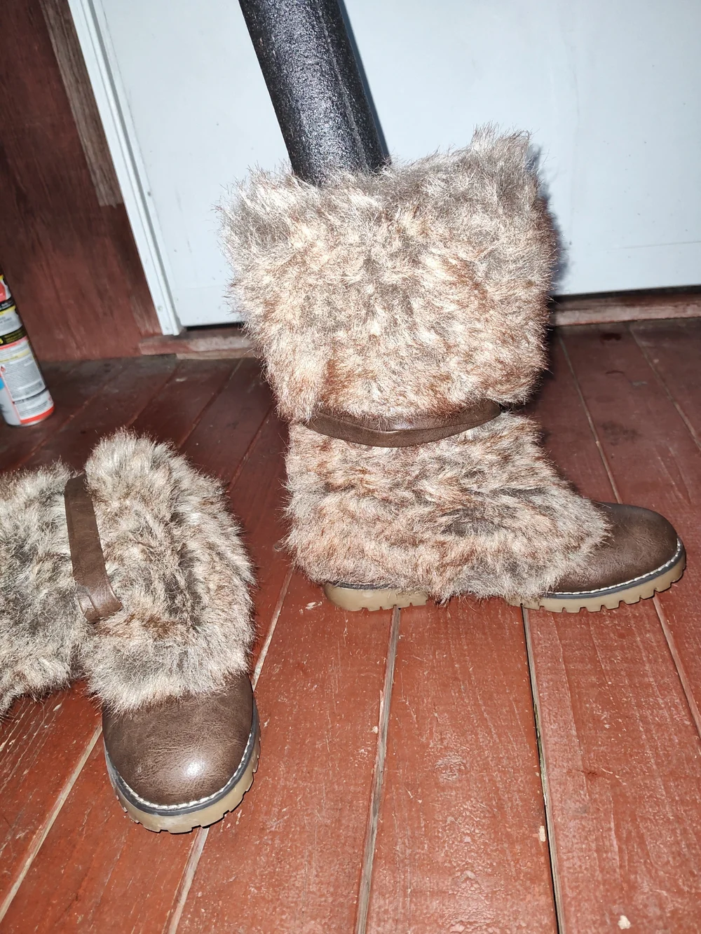Wanted Brown Faux Fur Winter Boots with Tie Detail